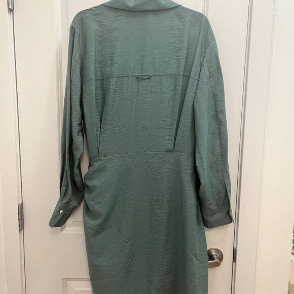 VINCE Wrap Front Long Sleeve Shirtdress XL - Picture 5 of 5